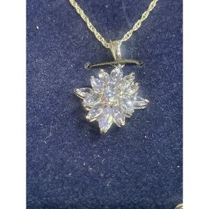 Vintage Sterling Natural Purple Tanzanite Pendant Necklace Nee With Box